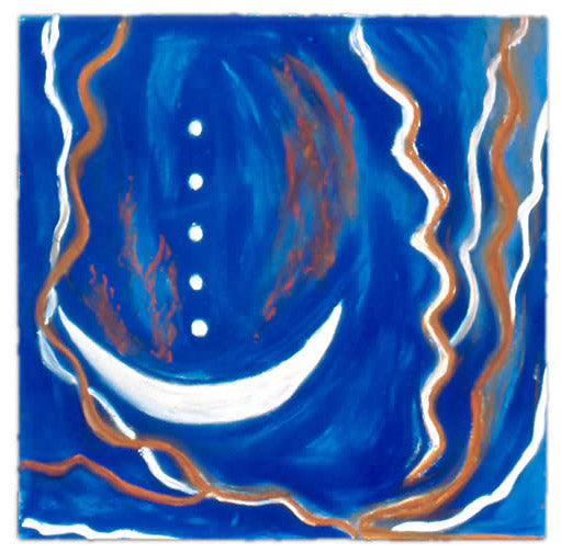 blue painting mysterium spiritual art crescent painting